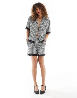 Reclaimed Vintage Gingham Co-ord With Lace Trim