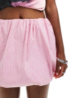 Reclaimed Vintage Mini Puff Ball Skirt In Pink Stripe For Women -Closet Theory Her 207101592 5