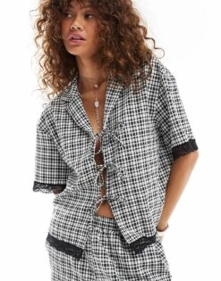 Reclaimed Vintage Gingham Co-ord With Lace Trim -Closet Theory Her 207101607 1 multi