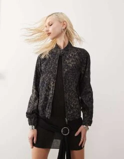 Reclaimed Vintage Dark Leopard Print Jacket For Women -Closet Theory Her 207103728 3