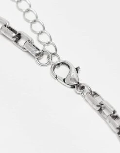 Reclaimed Vintage Unisex Chain Bracelet With Skinny Cross In Silver For Unisex -Closet Theory Her 207104845 3