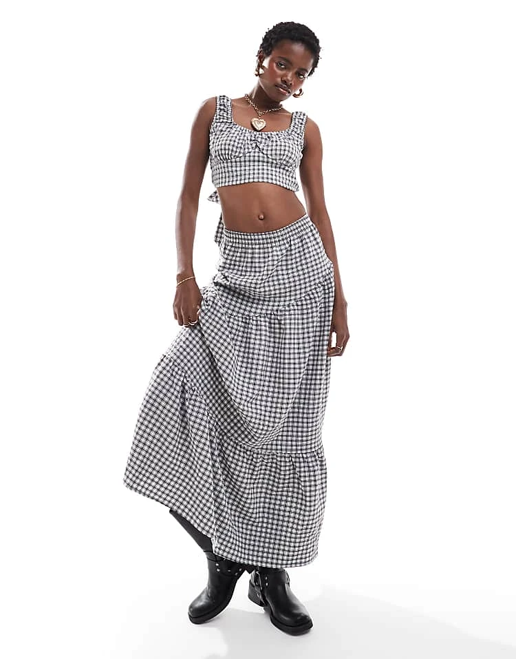 Reclaimed Vintage Co-ord In Black Gingham 3 Reclaimed Vintage Co-ord In Black Gingham