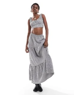 Reclaimed Vintage Co-ord In Black Gingham 7 Reclaimed Vintage Co-ord In Black Gingham -Closet Theory Her 207140954 1 black