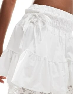 Reclaimed Vintage Western Cowgirl Mini Skirt With Lace Hem In White For Women -Closet Theory Her 207140960 4