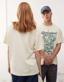 Reclaimed Vintage Unisex Oversized T Shirt With Plant Print In Ecru For Unisex -Closet Theory Her 207152456 4
