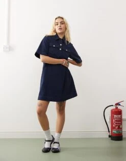 Reclaimed Vintage Cord Mini Dress In Blue For Women