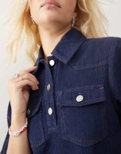 Reclaimed Vintage Cord Mini Dress In Blue For Women -Closet Theory Her 207153037 3