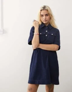 Reclaimed Vintage Cord Mini Dress In Blue For Women -Closet Theory Her 207153037 4