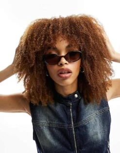 Reclaimed Vintage 90s Oval Sunglasses In Brown For Women -Closet Theory Her 207161036 3