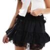 Reclaimed Vintage Western Cowgirl Mini Skirt With Lace Hem In Black For Women -Closet Theory Her 207168469 1 black
