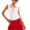 Reclaimed Vintage Milkmaid Cami Top With Lace Trim And Red Ribbon In White For Women -Closet Theory Her 207170441 1 white
