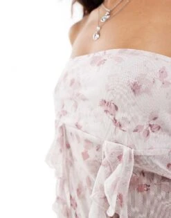 Reclaimed Vintage Mesh Bandeau In Ditsy Floral Print With Frill For Women Multi -Closet Theory Her 207192280 3