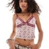 Reclaimed Vintage Mesh Cami With Eyelet Trim In Ditsy Floral Print For Women Multi -Closet Theory Her 207192338 1 multi