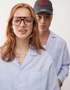 Reclaimed Vintage Unisex Oversized Boxy Shirt With Pocket Detail In Blue Pinstripe For Unisex Multi -Closet Theory Her 207194623 2