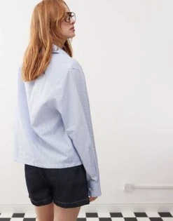 Reclaimed Vintage Unisex Oversized Boxy Shirt With Pocket Detail In Blue Pinstripe For Unisex Multi -Closet Theory Her 207194623 4