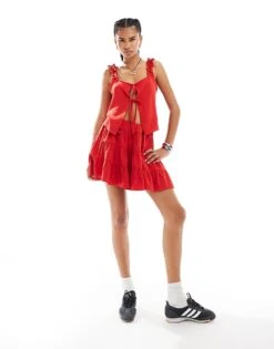 Reclaimed Vintage Co-ord With Bows In Red -Closet Theory Her 207196063 1 red