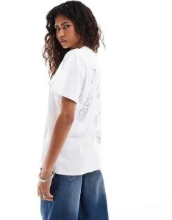 Reclaimed Vintage Oversized T-shirt With Floral And Bow Placement Print In White For Women -Closet Theory Her 207233184 2