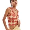 Reclaimed Vintage Mesh Tie Front Top In Printed Check And Floral For Women Multi -Closet Theory Her 207233943 1 multi