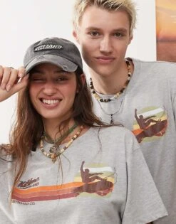 Reclaimed Vintage X Outer Banks Unisex Kildare Island Logo T-shirt In Grey Marl For Unisex -Closet Theory Her 207250267 3