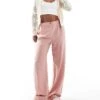 Reclaimed Vintage Wide Leg Mensy Tailored Trouser In Pink For Women -Closet Theory Her 207258882 1 pink