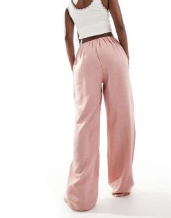 Reclaimed Vintage Wide Leg Mensy Tailored Trouser In Pink For Women -Closet Theory Her 207258882 4