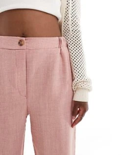 Reclaimed Vintage Wide Leg Mensy Tailored Trouser In Pink For Women -Closet Theory Her 207258882 5