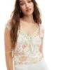 Reclaimed Vintage Cap Sleeve Mesh Top In Floral Print For Women Multi -Closet Theory Her 207258888 1 multi