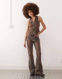 Reclaimed Vintage Western Co-ord In Washed Brown