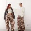 Reclaimed Vintage Unisex Cow Print Barrel Leg Trouser For Unisex