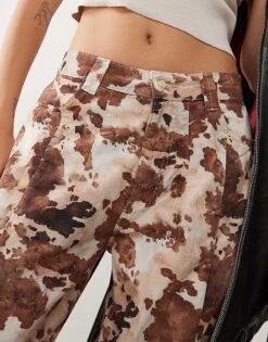 Reclaimed Vintage Unisex Cow Print Barrel Leg Trouser For Unisex -Closet Theory Her 207274985 5