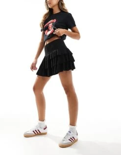 Reclaimed Vintage Mini Tiered Ruffle Skort In Black For Women -Closet Theory Her 207288720 3