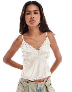 Reclaimed Vintage Satin Lingerie Cami With Lace Trim In Neutral For Women Nude 11 Reclaimed Vintage Satin Lingerie Cami With Lace Trim In Neutral For Women Nude -Closet Theory Her 207288732 1 nude 1