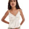 Reclaimed Vintage Satin Lingerie Cami With Lace Trim In Neutral For Women Nude -Closet Theory Her 207288732 1 nude