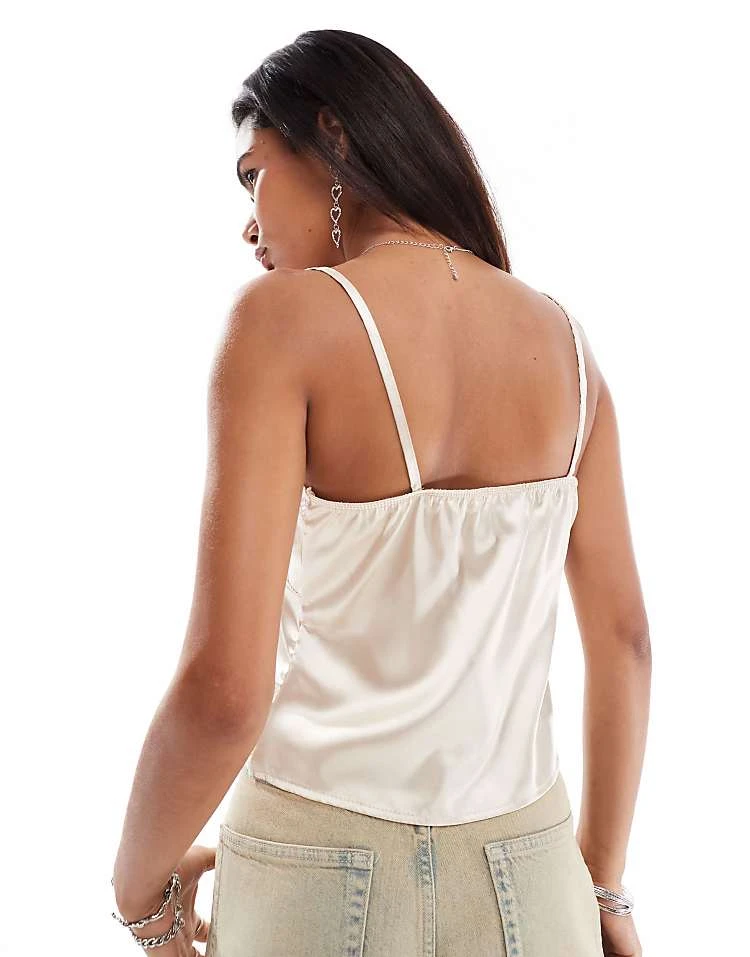 Reclaimed Vintage Satin Lingerie Cami With Lace Trim In Neutral For Women Nude 4 Reclaimed Vintage Satin Lingerie Cami With Lace Trim In Neutral For Women Nude - Image 2