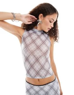 Reclaimed Vintage Mesh Check Print Co Ord -Closet Theory Her 207289098 1 multi