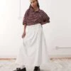 Reclaimed Vintage Western Midi Skirt With Tie Sides In White Poplin For Women -Closet Theory Her 207330678 1 white