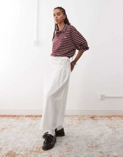 Reclaimed Vintage Western Midi Skirt With Tie Sides In White Poplin For Women -Closet Theory Her 207330678 3