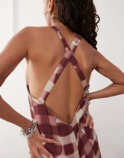 Reclaimed Vintage Cami Jumpsuit With Open Back In Red Check Floral Print For Women Multi -Closet Theory Her 207330687 3