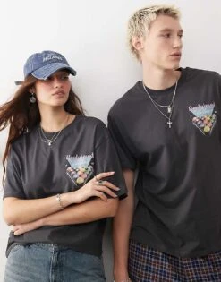 Reclaimed Vintage Unisex Oversized T-shirt With Snooker Print In Black For Unisex -Closet Theory Her 207339893 3