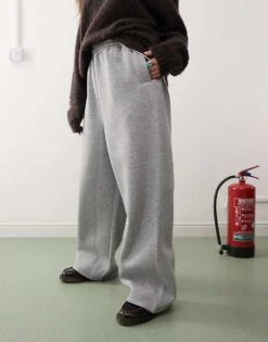 Reclaimed Vintage Unisex Wide Leg Joggers In Grey Marl For Unisex -Closet Theory Her 207340313 3