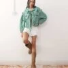 Reclaimed Vintage Bed Jacket With Ties In Green Gingham Check For Women -Closet Theory Her 207389179 1 green