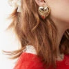 Reclaimed Vintage Oversized Heart Studs With Bows In Gold For Women -Closet Theory Her 207404791 1 gold