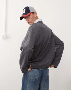 Reclaimed Vintage Unisex Oversized Skater Long Sleeve T-shirt In Washed Charcoal For Unisex -Closet Theory Her 207404819 3