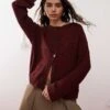 Reclaimed Vintage Boxy Cardigan In Burgundy For Women -Closet Theory Her 207404838 1 burgundy