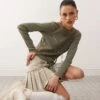 Reclaimed Vintage Long Sleeve Lace Patchwork Top In Olive Green For Women Khaki -Closet Theory Her 207414770 1 khaki