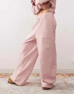 Reclaimed Vintage Wide Leg Joggers In Dusty Mauve Pink For Women -Closet Theory Her 207414777 4