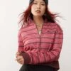 Reclaimed Vintage Zip Up Sporty Track Jacket In Bright Stripe For Women Multi