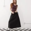 Reclaimed Vintage Full Poplin Midi Skirt With Tie Sides In Black For Women -Closet Theory Her 207424864 1 black