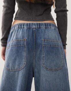 Reclaimed Vintage Unisex Elasticated Waist Balloon Jeans In Mid Blue For Unisex -Closet Theory Her 207438362 4