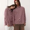 Reclaimed Vintage Unisex Oversized Shirt In Burgundy Stripe For Unisex -Closet Theory Her 207438415 1 burgundy